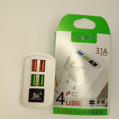 X-62690 ЗАРЯДНОЕ УСТРОЙСТВО НА 4 USB ORIGINAL 3.14 5G FAST CHARGER (500)